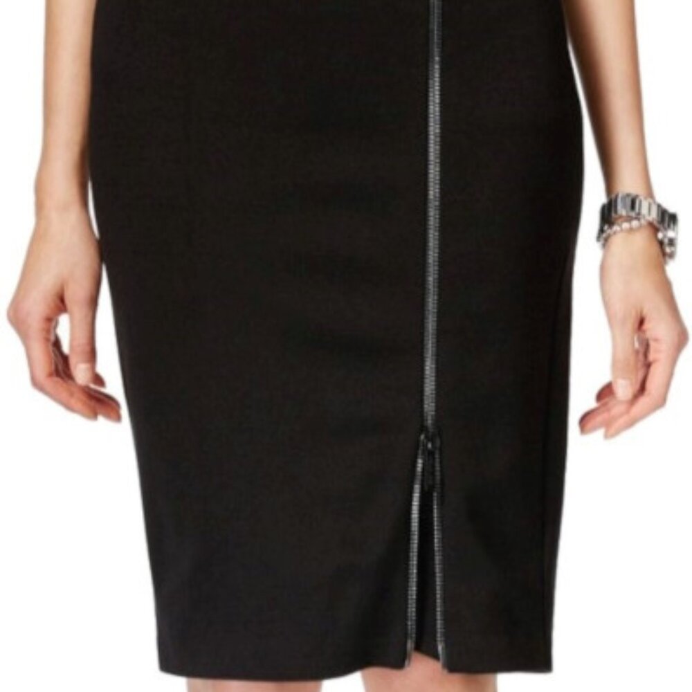 MICHAEL Michael Kors Women's Black Asymmetrical-Zip Pencil Skirt